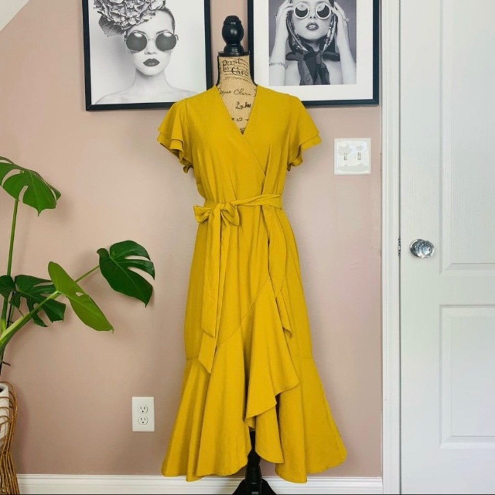 A New Day mustard wrap style dress